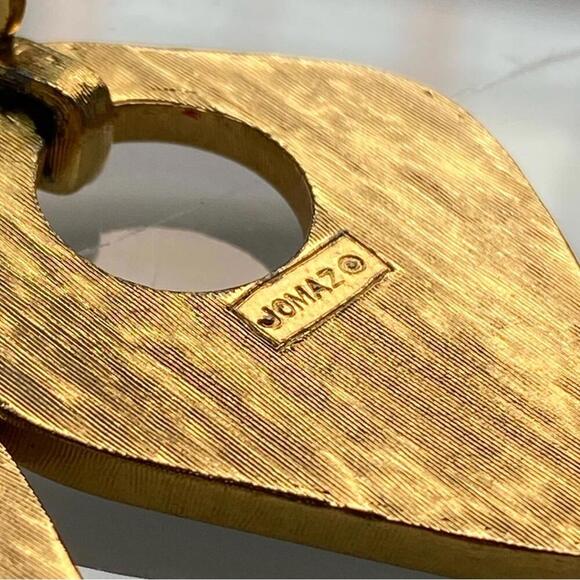 Rare VTG Joseph Mazer Black Enamel Gold Tone ClipOn Earrings - Picture 7 of 9